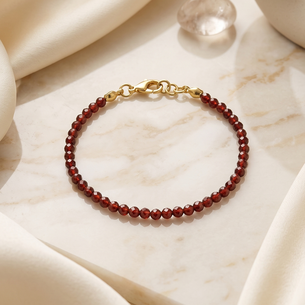 Hessonite Faceted Bracelet 3mm-Shubhanjali Store (1) hessonite faceted bracelet 3mm