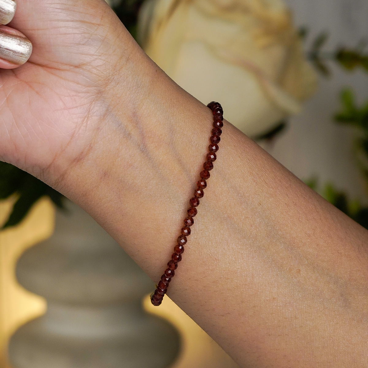 Hessonite Faceted Bracelet 3mm-Shubhanjali Store (3) hessonite faceted bracelet 3mm