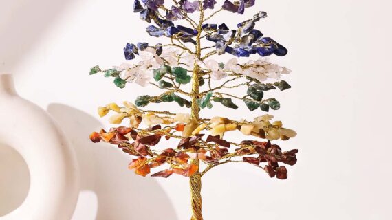 7 Chakra Tree 300B On Clear Quartz Raw