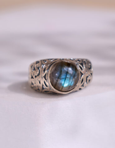 labradorite boho silver ring