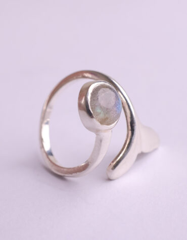 labradorite dolphin's tail ring silver