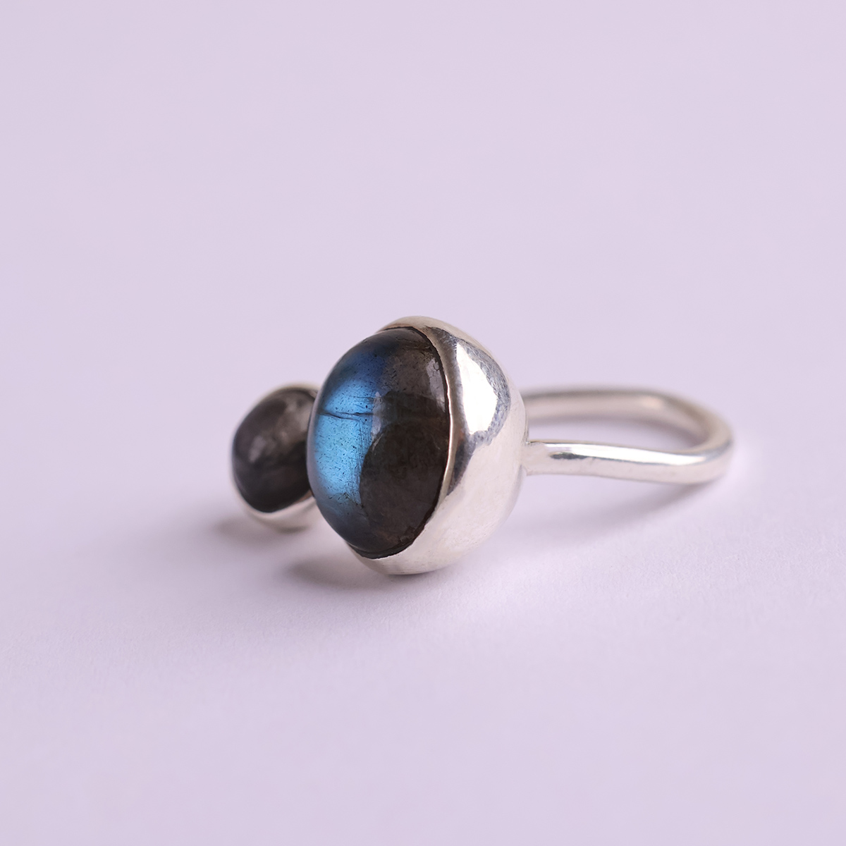 Labradorite Double Stone Ring Silver (2) labradorite double stone ring silver