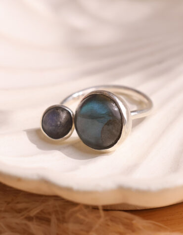 labradorite double stone ring silver