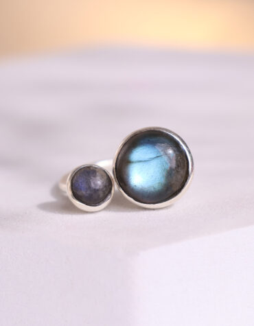 labradorite double stone ring silver