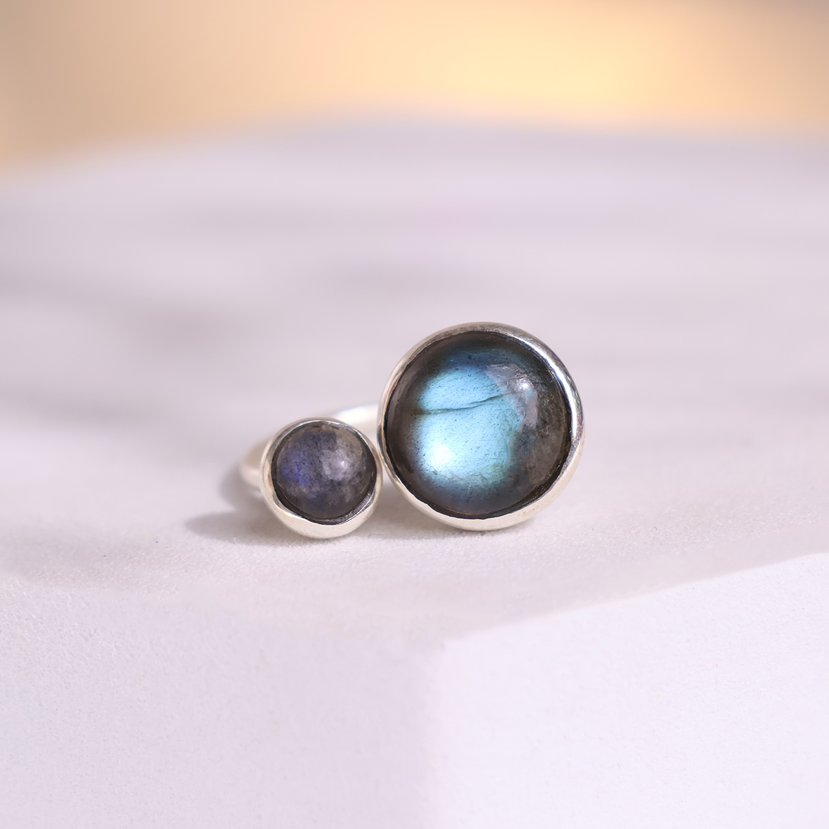 Labradorite Double Stone Ring Silver (5) labradorite double stone ring silver