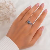 Buy Online Labradorite Double Stone Ring Silver | Shubhanjali