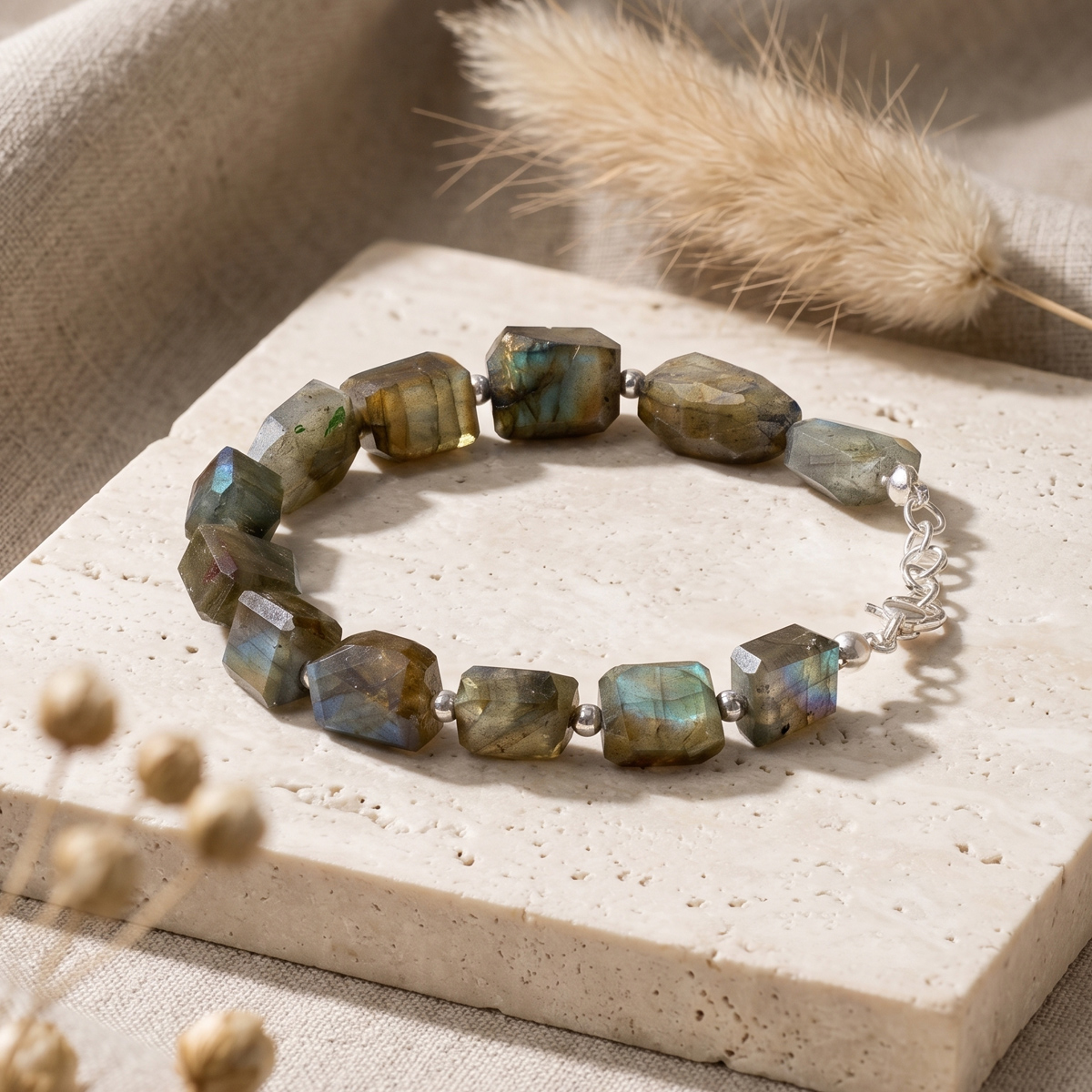 Labradorite Faceted Tumble Bracelet-Shubhanjali Store (4) labradorite faceted tumble bracelet
