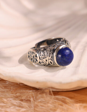 lapis boho silver ring