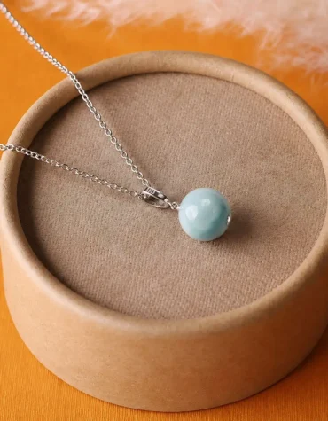 larimar ball pendant silver