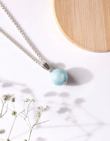 larimar ball pendant silver