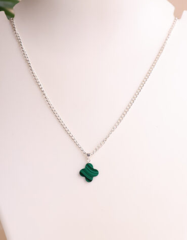 malachite flower silver pendant