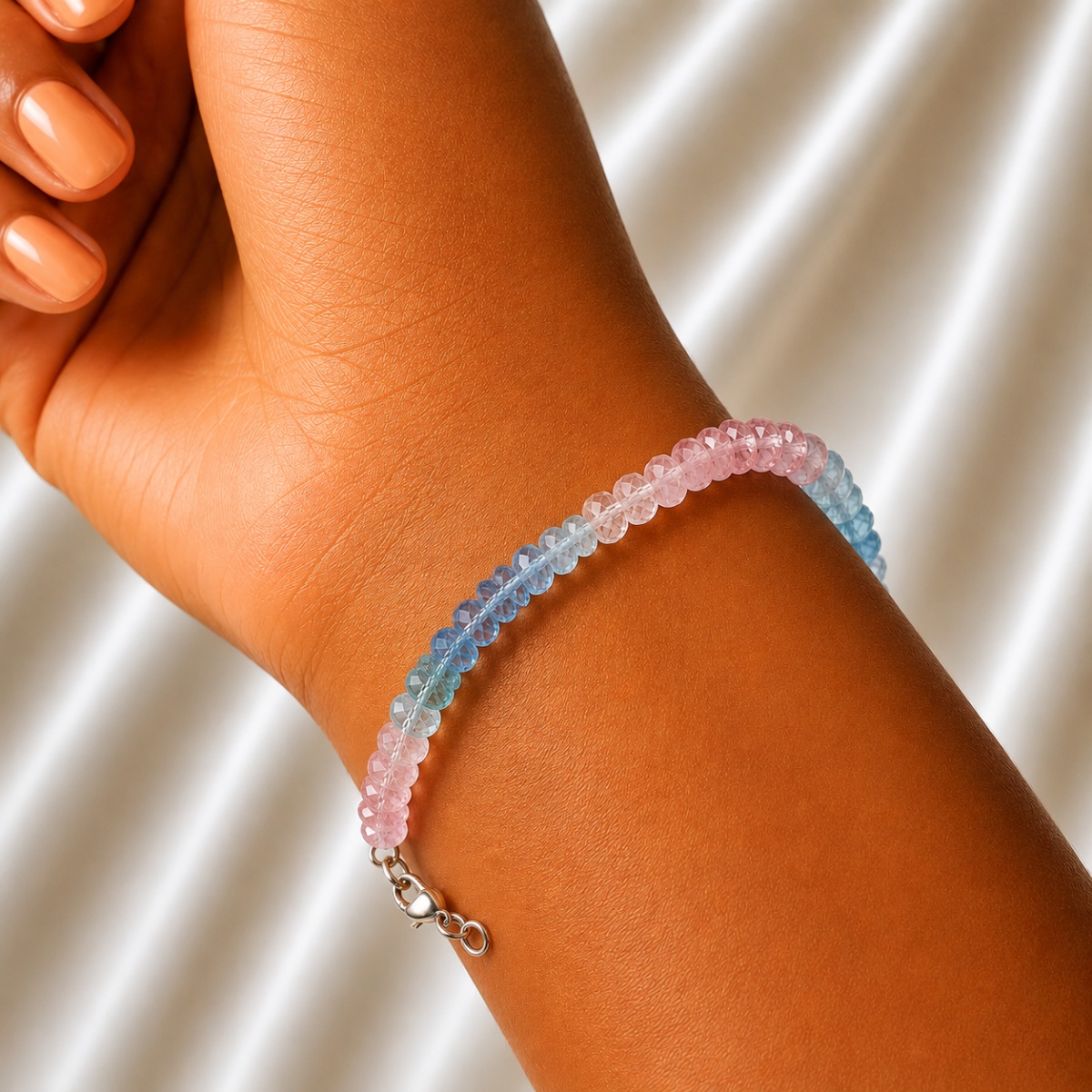 Morganite Bati Faceted Silver Bracelet-Shubhanjali Store (1) morganite bati faceted silver bracelet