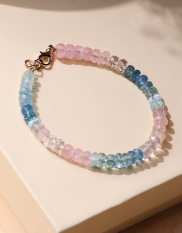 morganite bati faceted silver bracelet