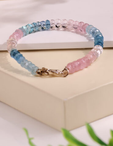 morganite bati faceted silver bracelet