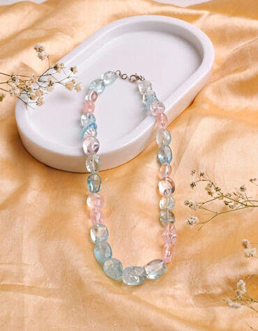 morganite big tumble necklace