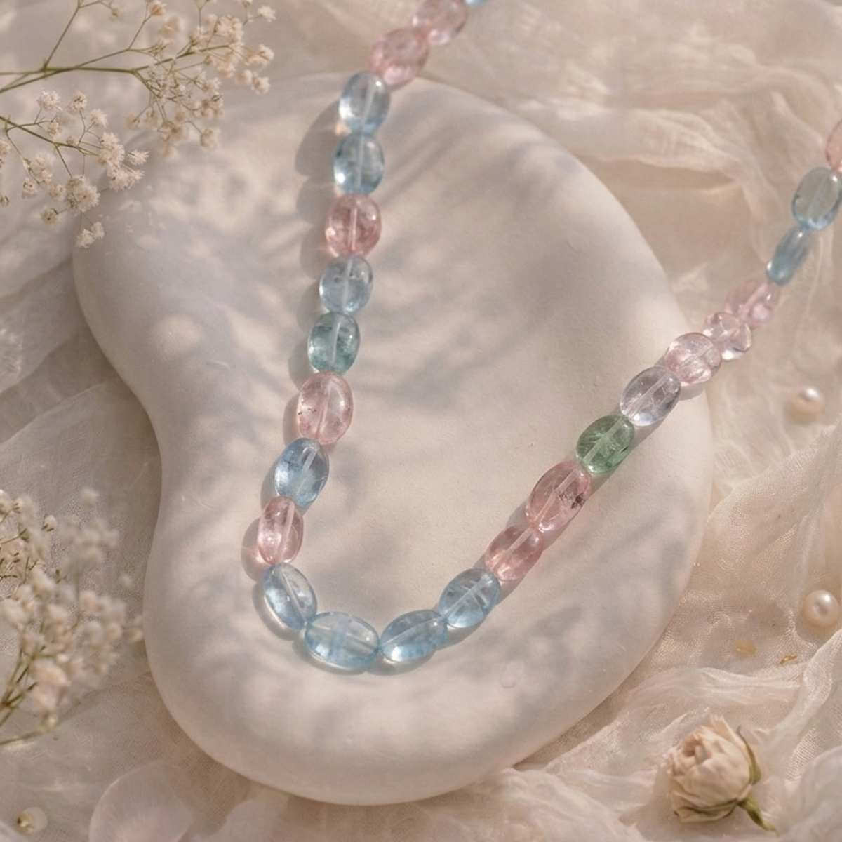 Morganite Big Tumble Necklace-Shubhanjali Store (4) morganite big tumble necklace