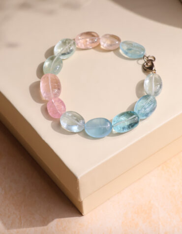 morganite big tumble silver bracelet hq