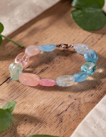 morganite big tumble silver bracelet hq