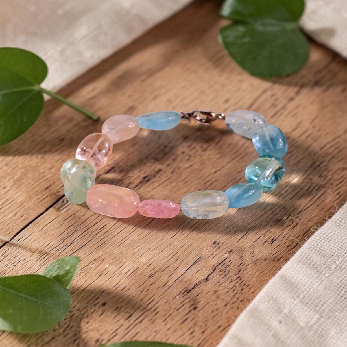 Morganite Big Tumble Silver Bracelet HQ-Shubhanjali Store (4) morganite big tumble silver bracelet hq