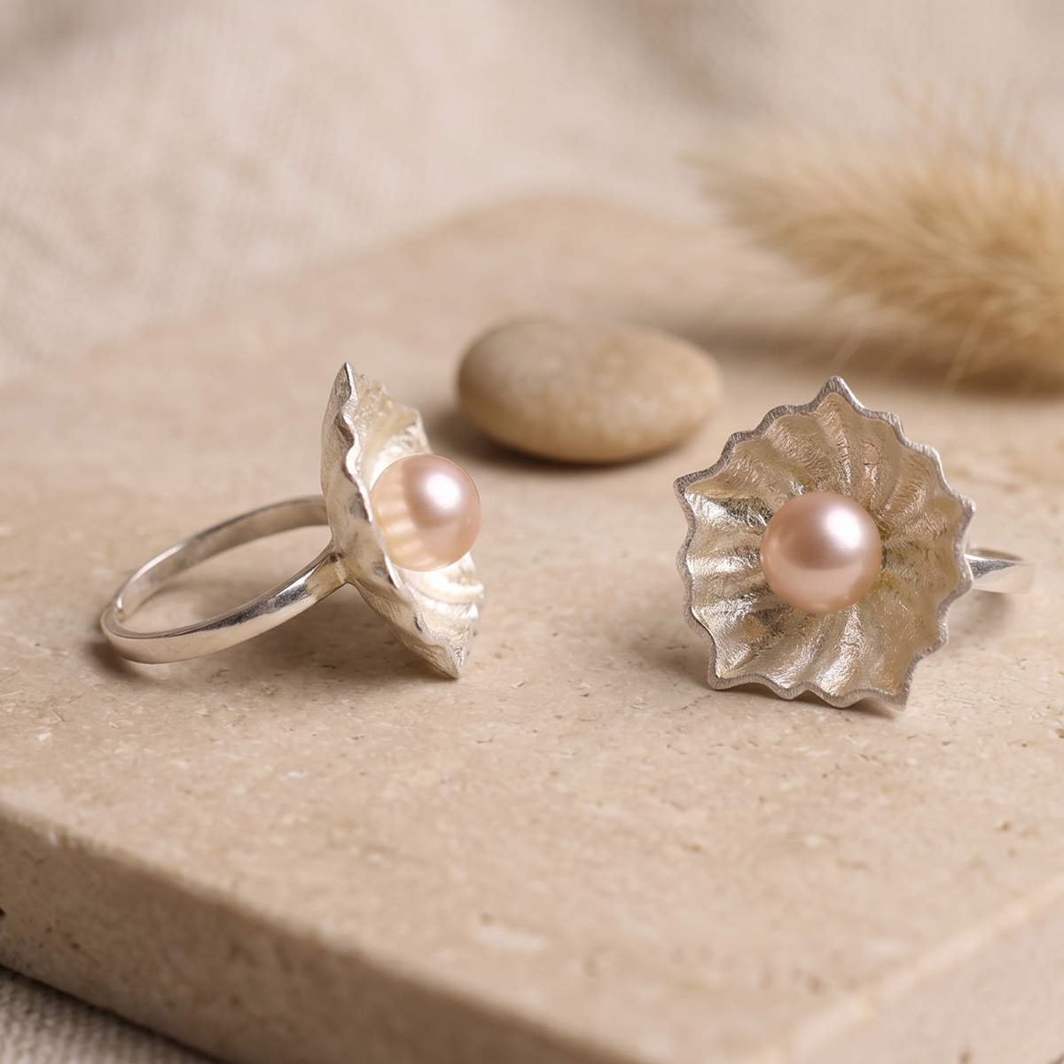 Mother Of Pearl Flower Silver Ring-Shubhanjali Store (2) mother of pearl flower silver ring