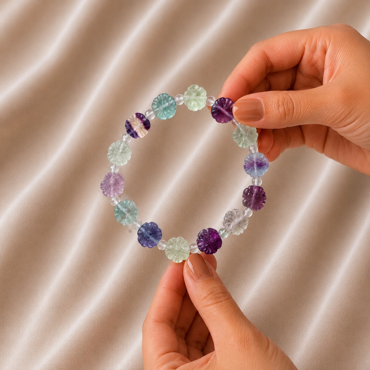 Multi Fluorite Flower Carving Bracelet-Shubhanjali Store (1) multi fluorite flower carving bracelet