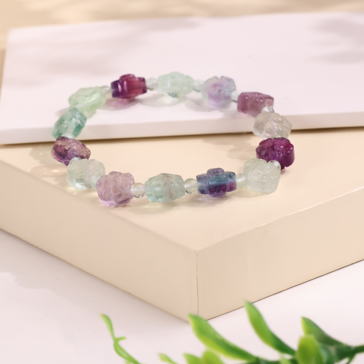 Multi Fluorite Flower Carving Bracelet-Shubhanjali Store (4) multi fluorite flower carving bracelet