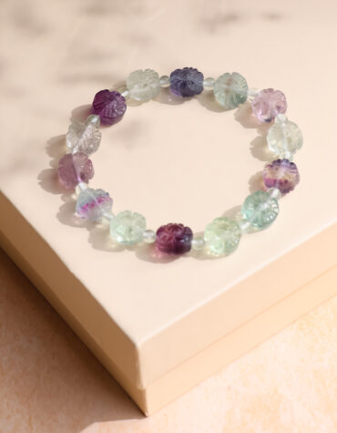 multi fluorite flower carving bracelet