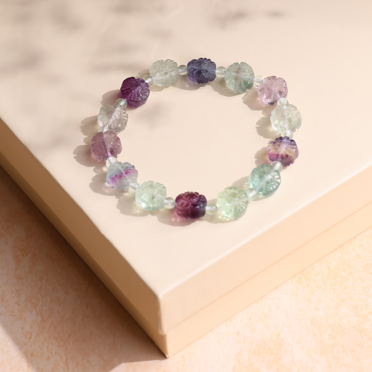 Multi Fluorite Flower Carving Bracelet-Shubhanjali Store (5) multi fluorite flower carving bracelet