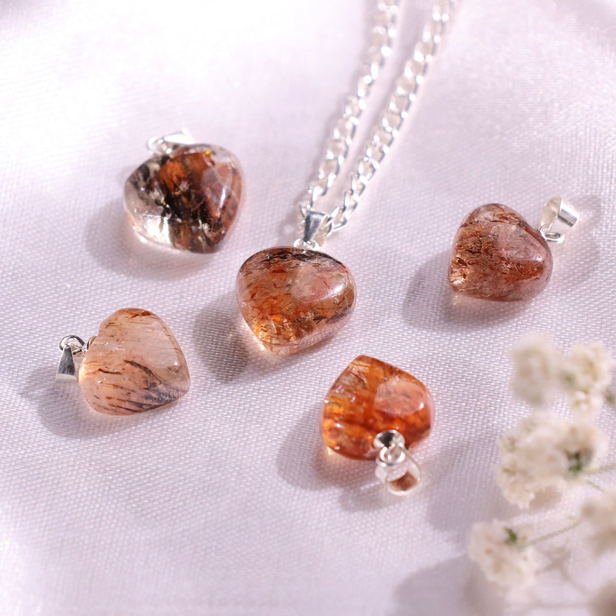 Multi Rutile Heart Pendant Silver-Shubhanjali Store (1) multi rutile heart pendant silver
