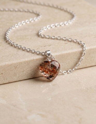 multi rutile heart pendant silver