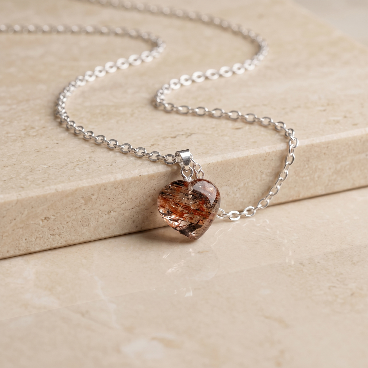 Multi Rutile Heart Pendant Silver-Shubhanjali Store (3) multi rutile heart pendant silver