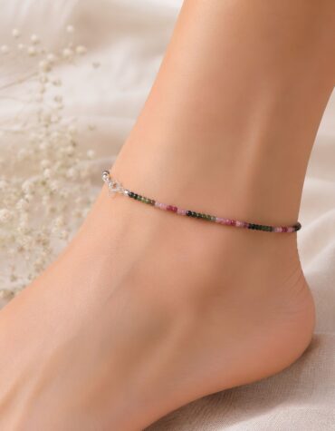 multi tourmaline faceted anklet 2 mm