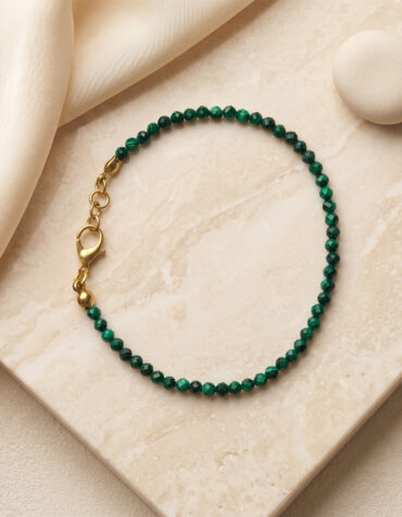 natural malachite faceted bracelet 3mm