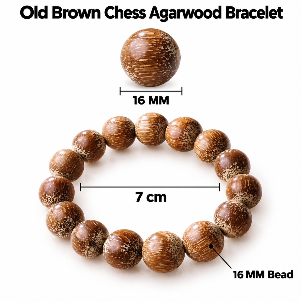 Old Brown Chess Agarwood Bracelet 16mm old brown chess agarwood bracelet 16mm