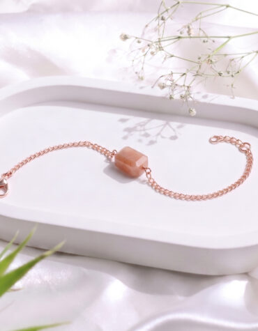 peach moonstone faceted single tumble bracelet