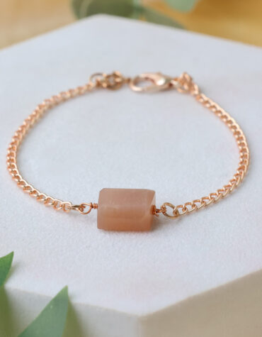 peach moonstone faceted single tumble bracelet