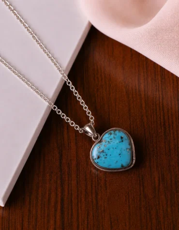persian turquoise heart pendant silver 9 10 gms