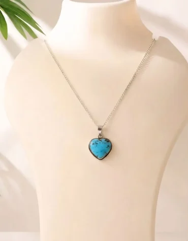 persian turquoise heart pendant silver 9 10 gms