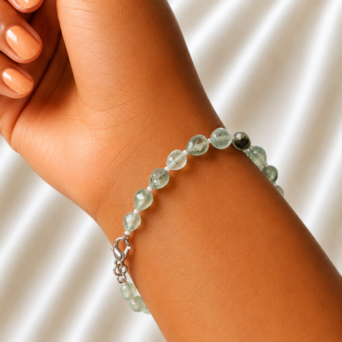 Prehnite Tear Drop Faceted Bracelet-Shubhanjali Store (2) prehnite tear drop faceted bracelet