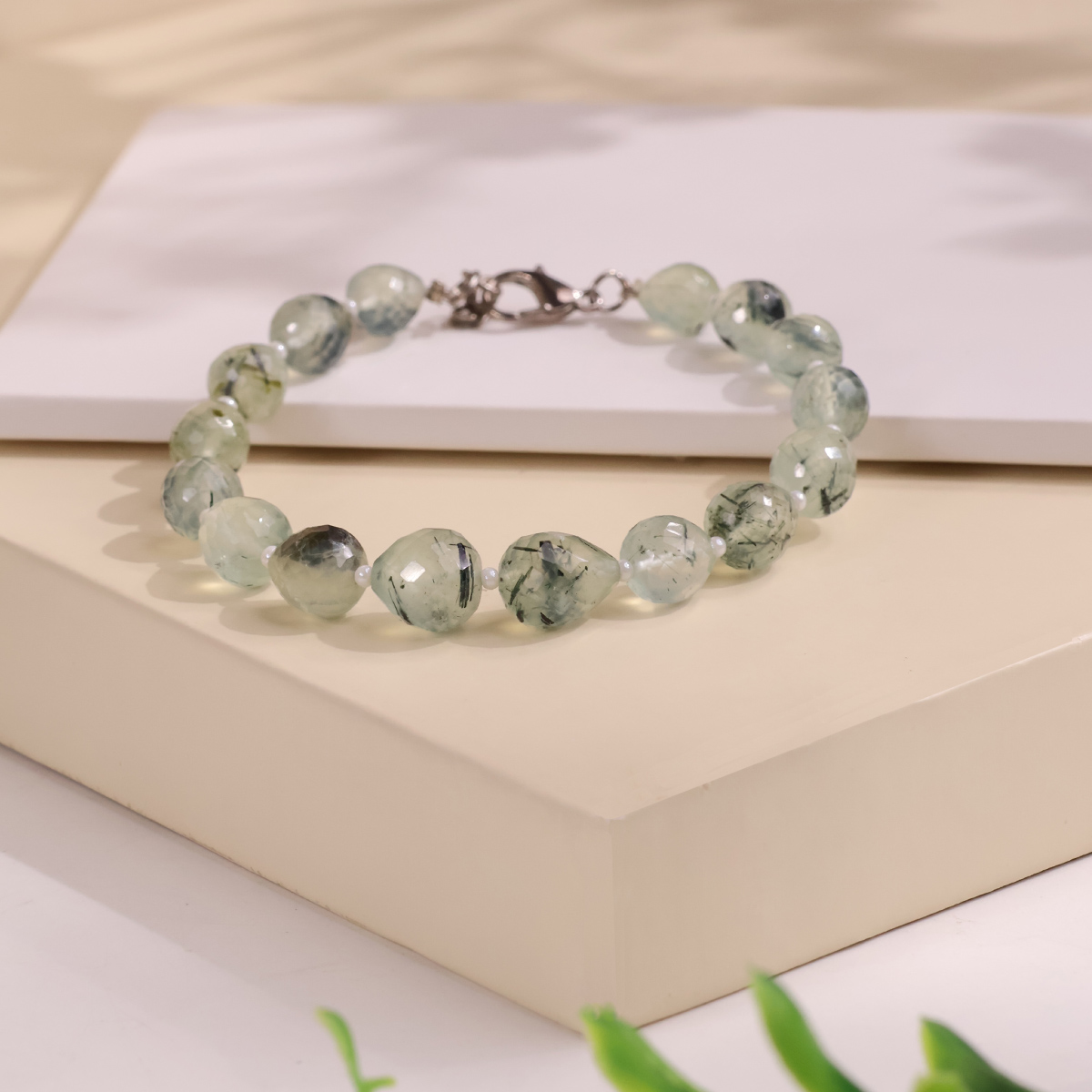 Prehnite Tear Drop Faceted Bracelet-Shubhanjali Store (3) prehnite tear drop faceted bracelet