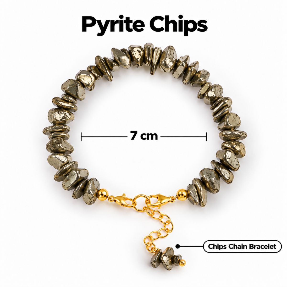 Pyrite Chips Chain Bracelet pyrite chips chain bracelet