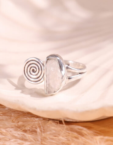 rainbow moonstone raw ring silver
