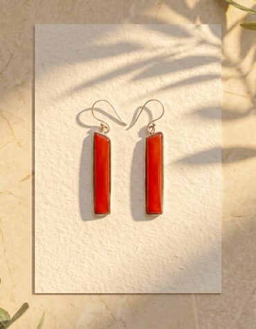 red carnelian long silver earring
