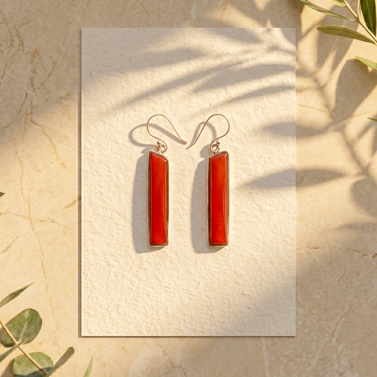 Red Carnalian Long Silver Earrring-Shubhanjali Store (1) red carnelian long silver earring