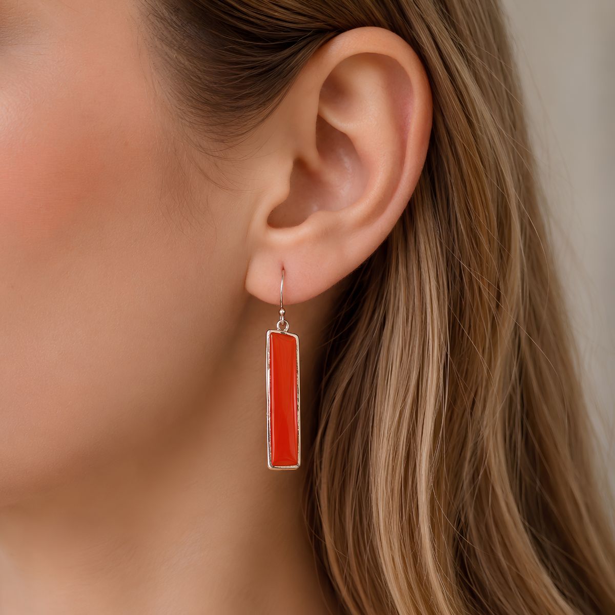 Red Carnalian Long Silver Earrring-Shubhanjali Store (2) red carnelian long silver earring