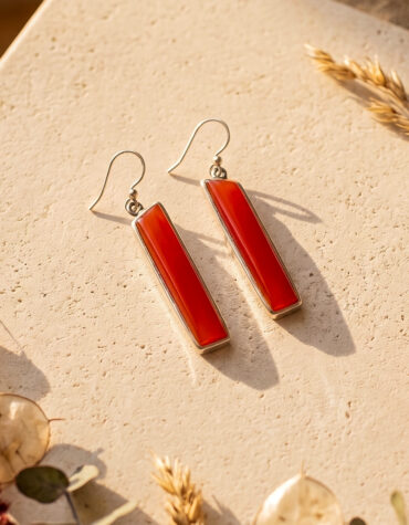 red carnelian long silver earring