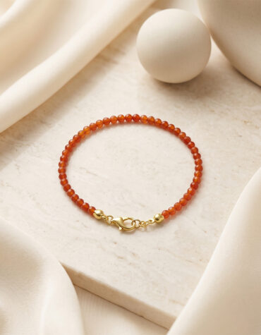 red carnelian faceted bracelet 3mm