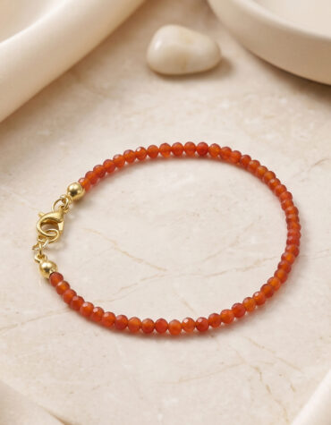red carnelian faceted bracelet 3mm