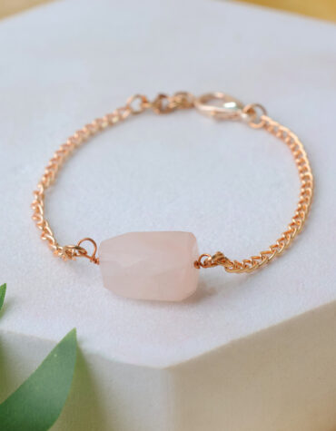 rose quartz faceted single tumble bracelet