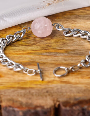 rose quartz single tumble bracelet man's